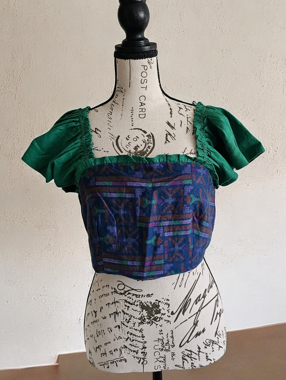 Rachel Zoe Green and Purple Patterned Crop Top